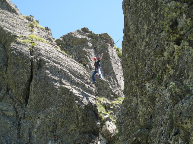 Falken-Klettersteig: Peter auf der Seilbr&uuml;cke (17. Juli)