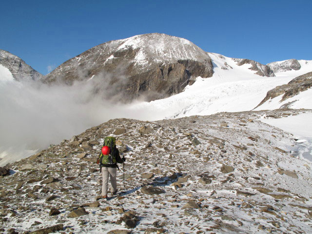 Daniela auf Weg 727 zwischen Hohem Gang und n&ouml;rdlichem Bockkarkees (26. Juli)