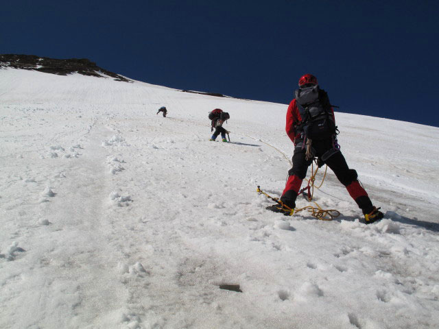 Norbert, Hubert und Michael in der Johannisberg-Nordostflanke (29. Juli)