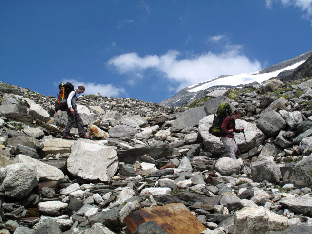 Norbert und Daniela auf Weg 702/715 zwischen Gamskopf und &Ouml;denwinkelkees (1. Aug.)