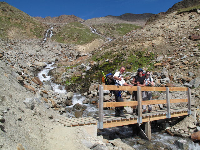 Erich, Anke und Daniela am Seufertweg beim Platteibach (17. Aug.)