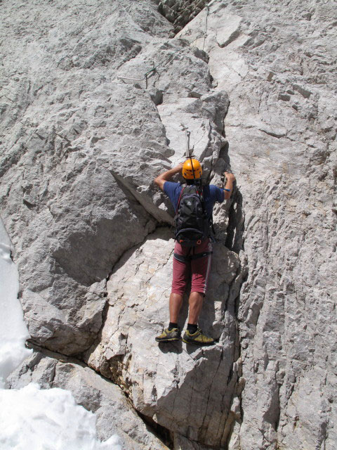 H&ouml;llental-Klettersteig: Andreas in der Einstiegsvariante