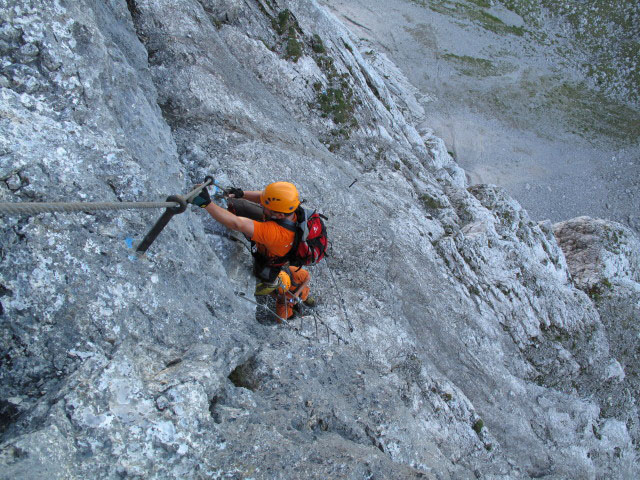 Mauerl&auml;ufer-Klettersteig: Axel und Andreas bei der Seilleiter