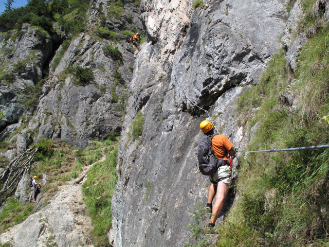 Gr&uuml;nstein-Klettersteig: Axel und Andreas in der schwierigen Variante