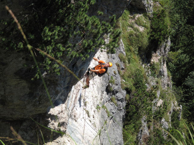 Grünstein-Klettersteig: Andreas in der schwierigen Variante