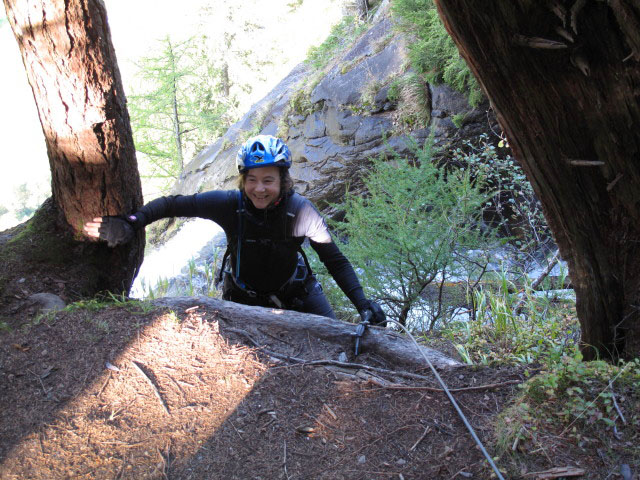Fallbach-Klettersteig: Irene im Ausstieg