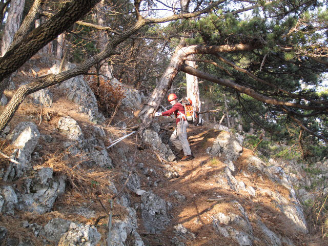 Jubiläumssteig: Daniela im Ausstieg