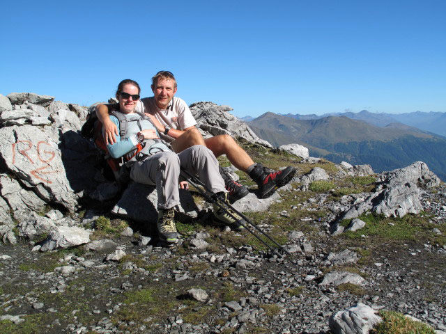 Daniela und ich auf Weg 18 zwischen Tabarettascharte und Berglhütte (22. Aug.)