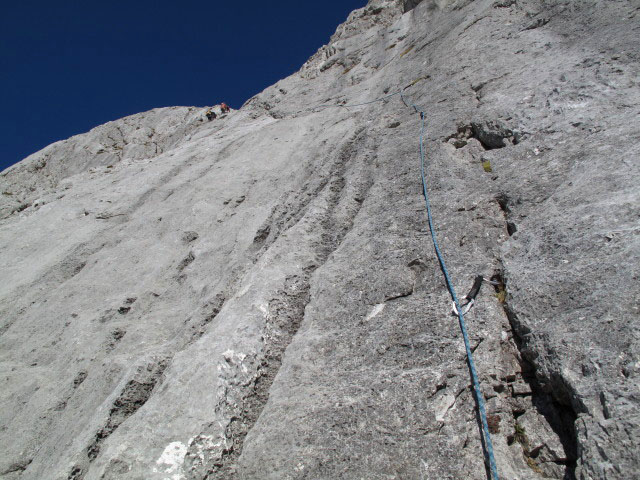 'Himmelsleiter': Norbert und Daniela am Stand nach der 2. Seillänge (10. Okt.)