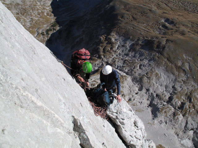 'Himmelsleiter': Stand nach der 7. Seillänge (10. Okt.)