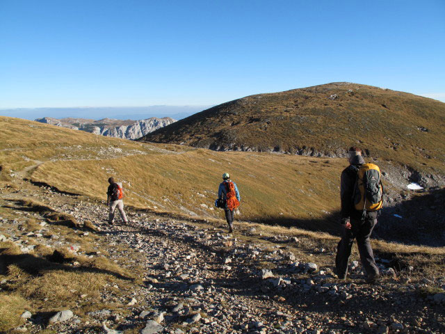 Daniela, Irene und Norbert zwischen Schiestlhaus und Graf Meran-Steig (10. Okt.)