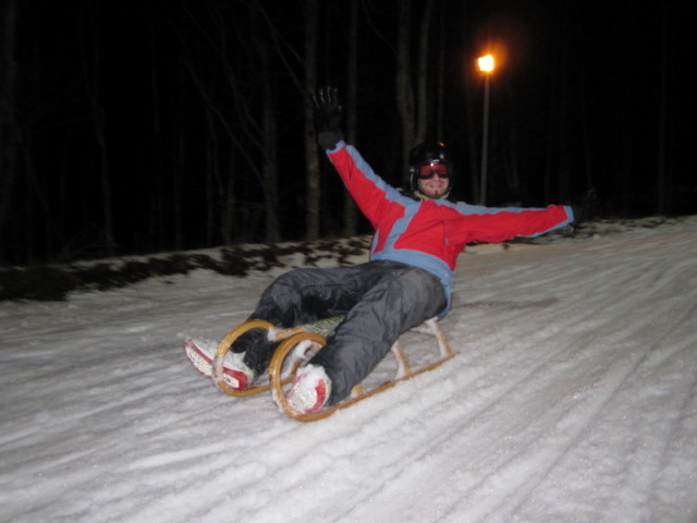 Markus auf der Erlebnis-Rodelbahn zwischen Wald der tausend Augen und B&auml;rental