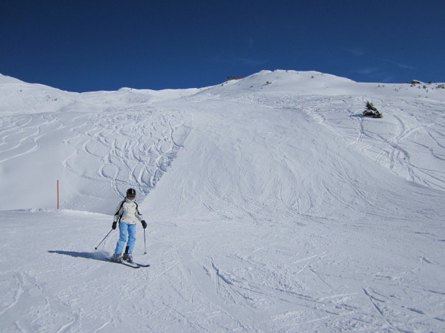 Mama auf der Skiroute Hohes Licht