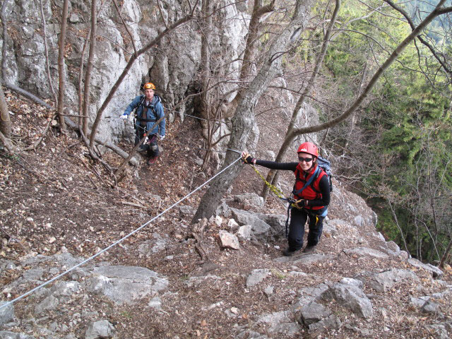 Wildenauer-Klettersteig: Erich und Carmen bei der Einm&uuml;ndung des alten Zustiegs