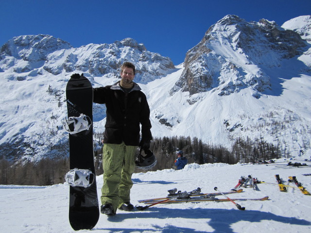 Markus beim Rifugio Camar Bianc (20. M&auml;rz)
