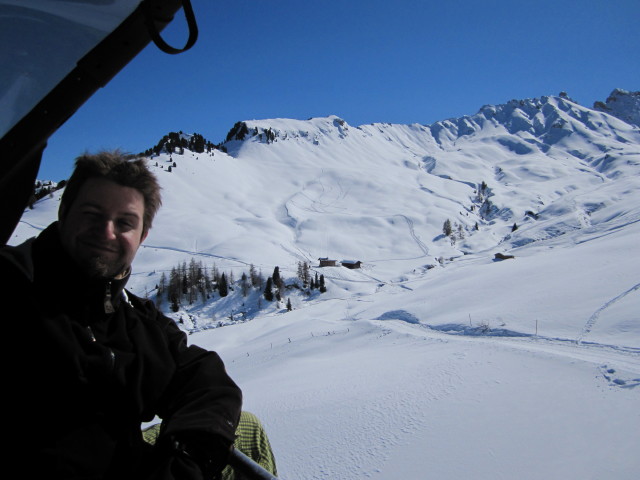 Markus im Sessellift Punta d'Oro (21. M&auml;rz)