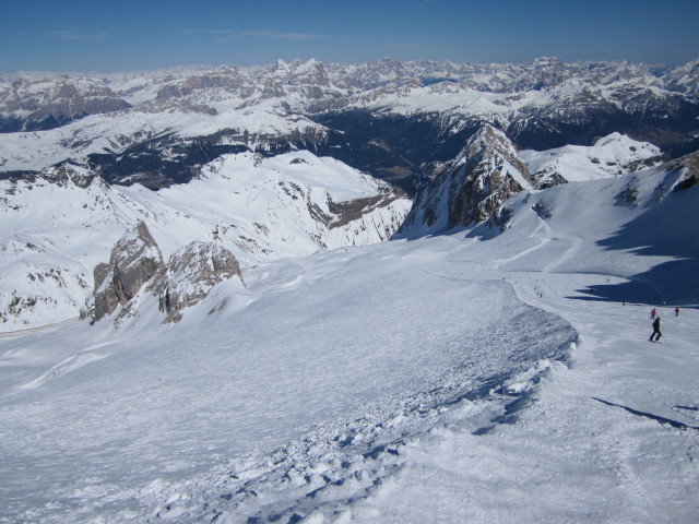 Piste Sass del Mul von der Piste Punta Rocca aus (23. M&auml;rz)