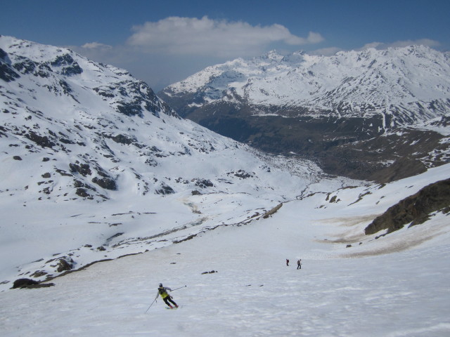 Georg, Ewald und Doris zwischen Palòn de La Mare und Rifugio Cesare Branca (20. Apr.)