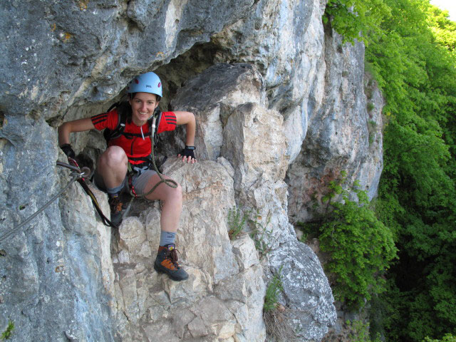 Währinger Klettersteig: Katarina in der Nische