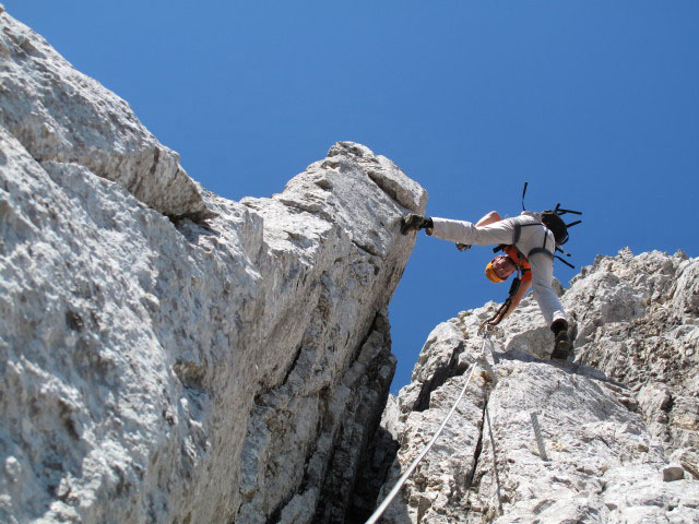 HTL Wels-Klettersteig: Andreas in der Schl&uuml;sselstelle