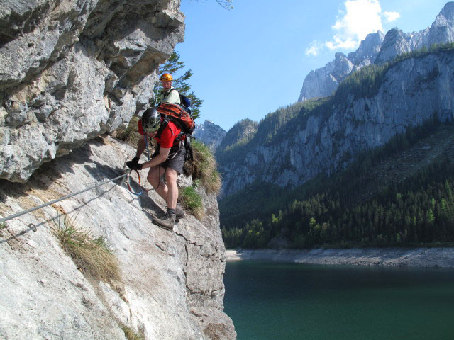 Laserer alpin-Klettersteig: Norbert und Erich am Balkon