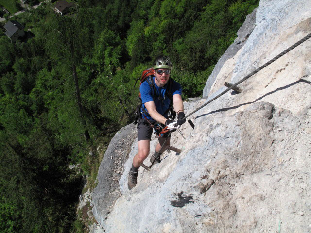 Echernwand-Klettersteig: Norbert vor der Panoramaleiter