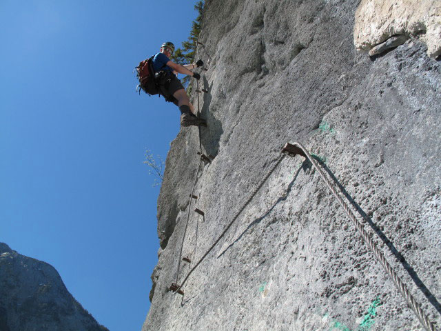 Echernwand-Klettersteig: Norbert in Roli's Wandl