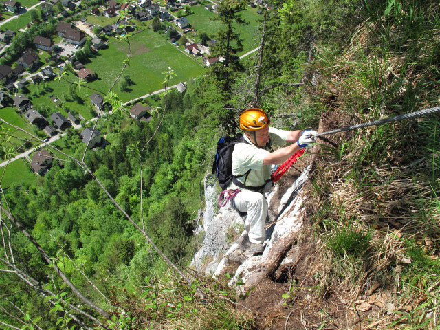 Echernwand-Klettersteig: Erich am Ende von Roli's Wandl