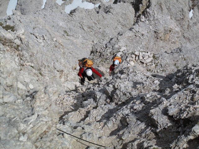 Kesselkogel-Klettersteig: Gudrun und Christoph zwischen Valon de Antermoa und Kesselkogel (25. Juni)