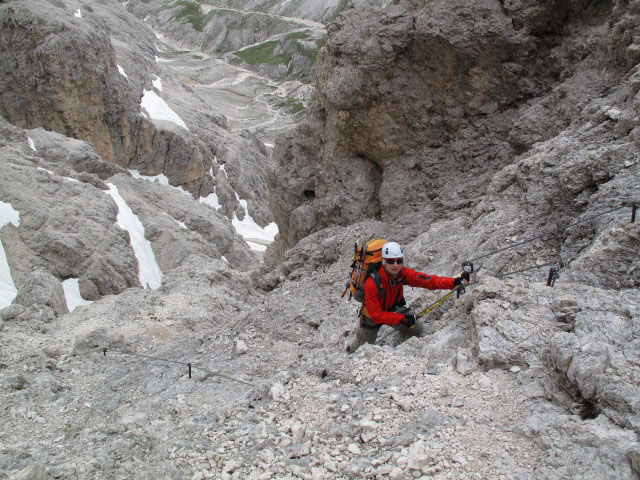 Kesselkogel-Klettersteig: Christoph zwischen Kesselkogel und Grasleitenpass (25. Juni)