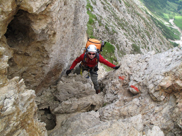 Maximilian-Klettersteig: Christoph zwischen Gro&szlig;em Rosszahn und Notausstieg (26. Juni)