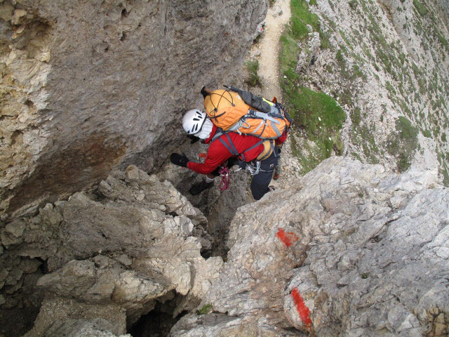Maximilian-Klettersteig: Gudrun zwischen Gro&szlig;em Rosszahn und Notausstieg (26. Juni)