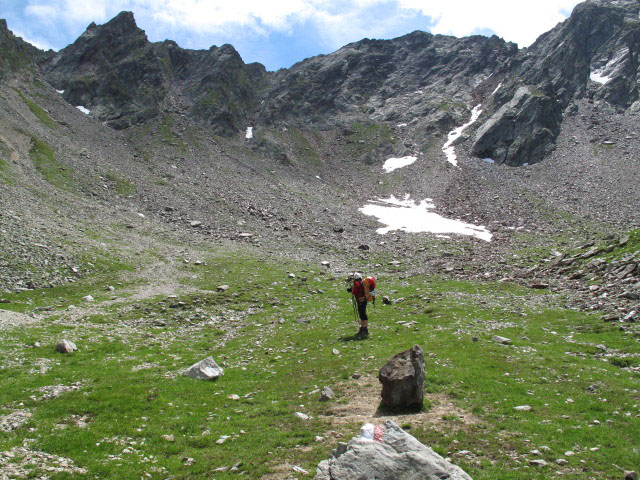 Gudrun auf Weg 2 zwischen Alplerspitz und H&uuml;hnerspielalm (3. Juli)
