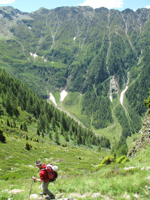 Christoph auf Weg 2 zwischen H&uuml;hnerspielalm und Fartleisalm (3. Juli)