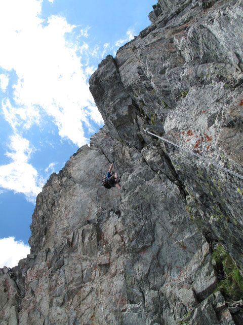 S&auml;uleck-Klettersteig: Norbert in der ersten Wand (9. Juli)