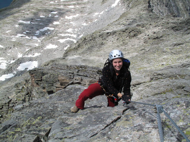 S&auml;uleck-Klettersteig: Manuela am S&uuml;dgrat (9. Juli)