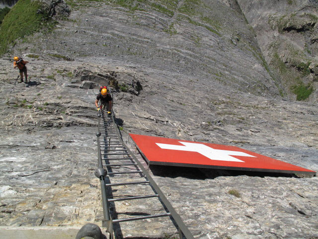 Leukerbad-Klettersteig: Andreas und Axel zwischen Zum L&auml;rch und Obere Gemsfreiheit