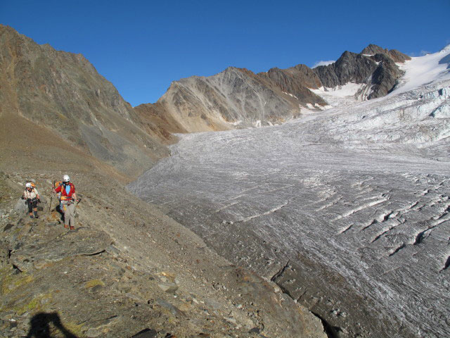 Gudrun und Christoph auf der Seitenmoräne des Taschachferners (10. Sep.)