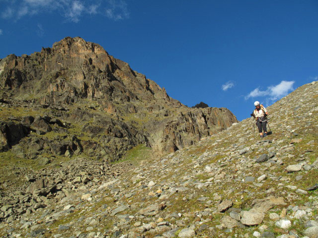 Gudrun auf der Seitenmor&auml;ne des Taschachferners (10. Sep.)