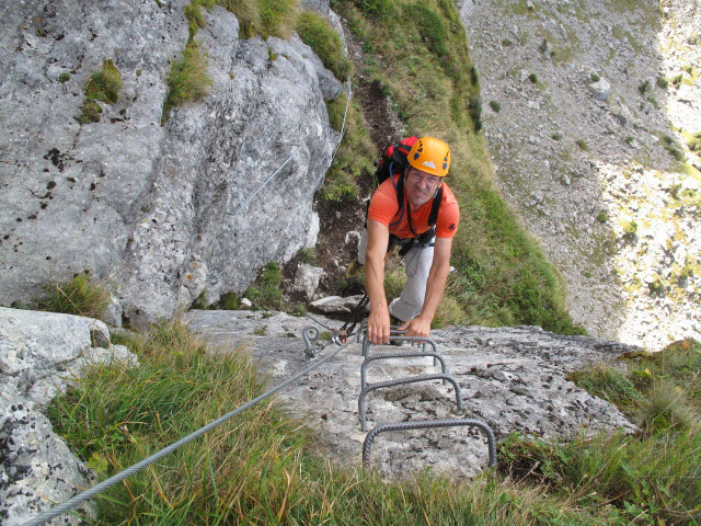 Via Ferrata des Rochers de Naye: Andreas in der schwierigen Ausstiegsvariante