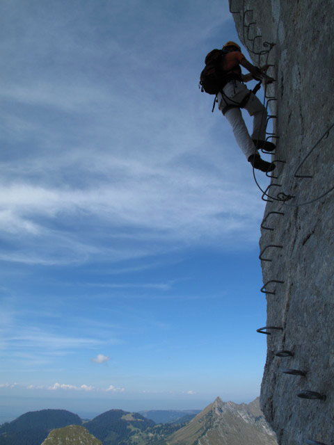 Via Ferrata des Rochers de Naye: Andreas in der schwierigen Ausstiegsvariante