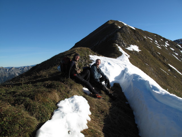 Sonja und Erich am Theklasteig zwischen Hoher Lins und Niedert&ouml;rl (16. Okt.)