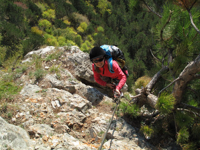 Pittentaler Klettersteig: Diana nach der Schl&uuml;sselstelle