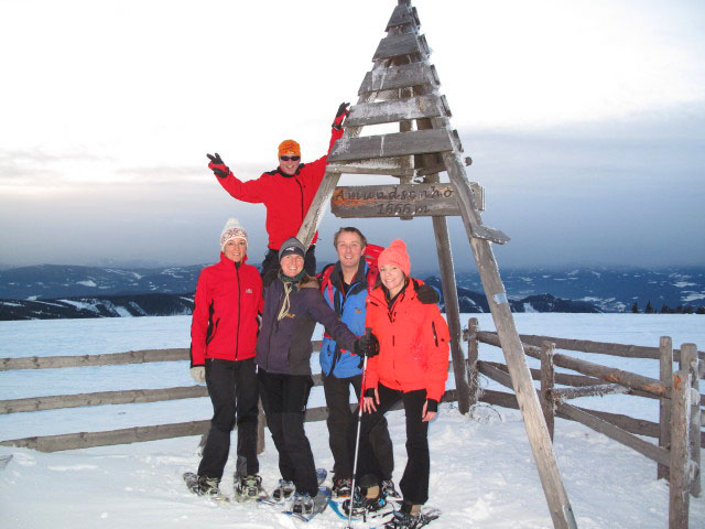 Manuela, Peter, Sonja, ich und Christina auf der Amundsenh&ouml;he, 1.666 m (31. Dez.)