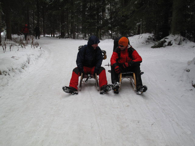 Helmut und Peter auf der Rodelbahn Ganzalm (1. J&auml;n.)
