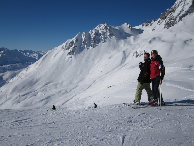 Markus und ich bei der Bergstation der Kapallbahn, 2.328 m (14. J&auml;n.)