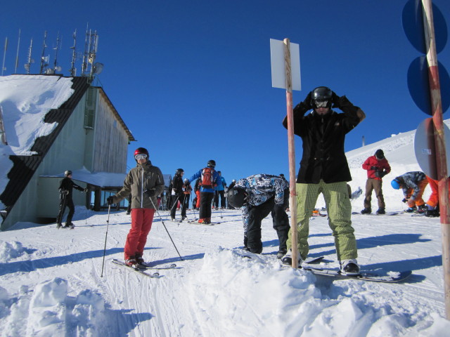 Manuel, Thomas und Markus bei der Bergstation der R&uuml;fikopfbahn I (15. J&auml;n.)