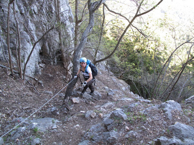 Wildenauer-Klettersteig: Diana bei der Einm&uuml;ndung des alten Zustiegs