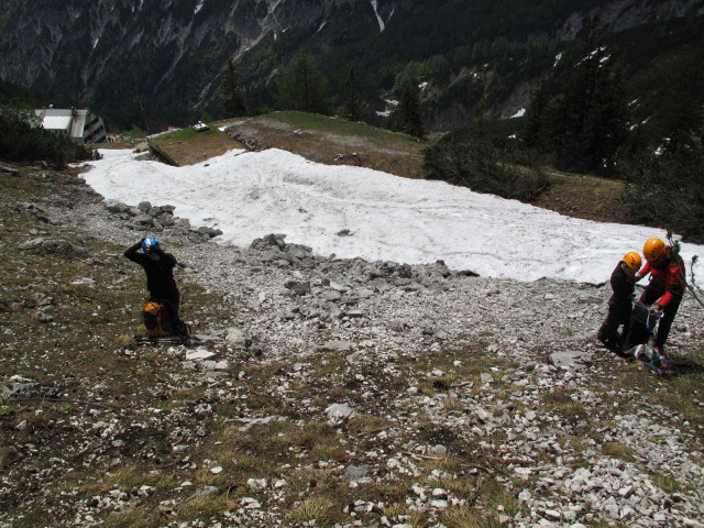 Irene, Philipp und Roland bei den &Uuml;bungsklettersteigen Prielschutzhaus (27. Mai)
