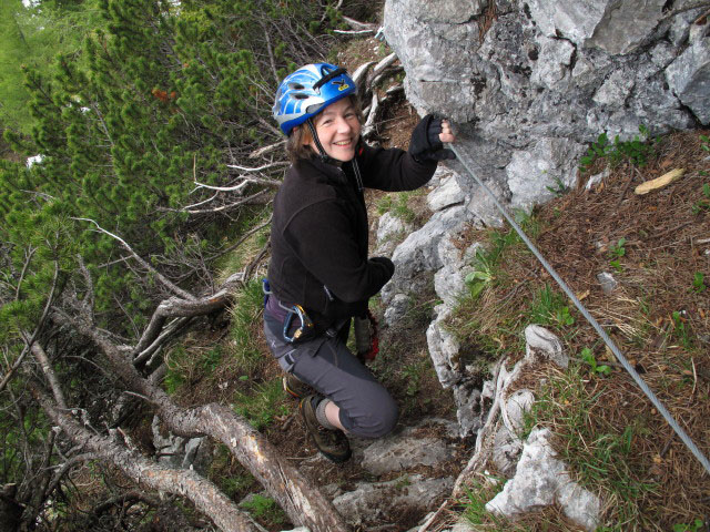 Irene am Abstiegsklettersteig der &Uuml;bungsklettersteige Prielschutzhaus (27. Mai)